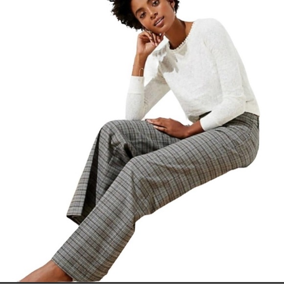 Loft NWT High Waist Curvy Plaid Trousers Size 10 Petite. Very flattering fit. - Picture 1 of 5